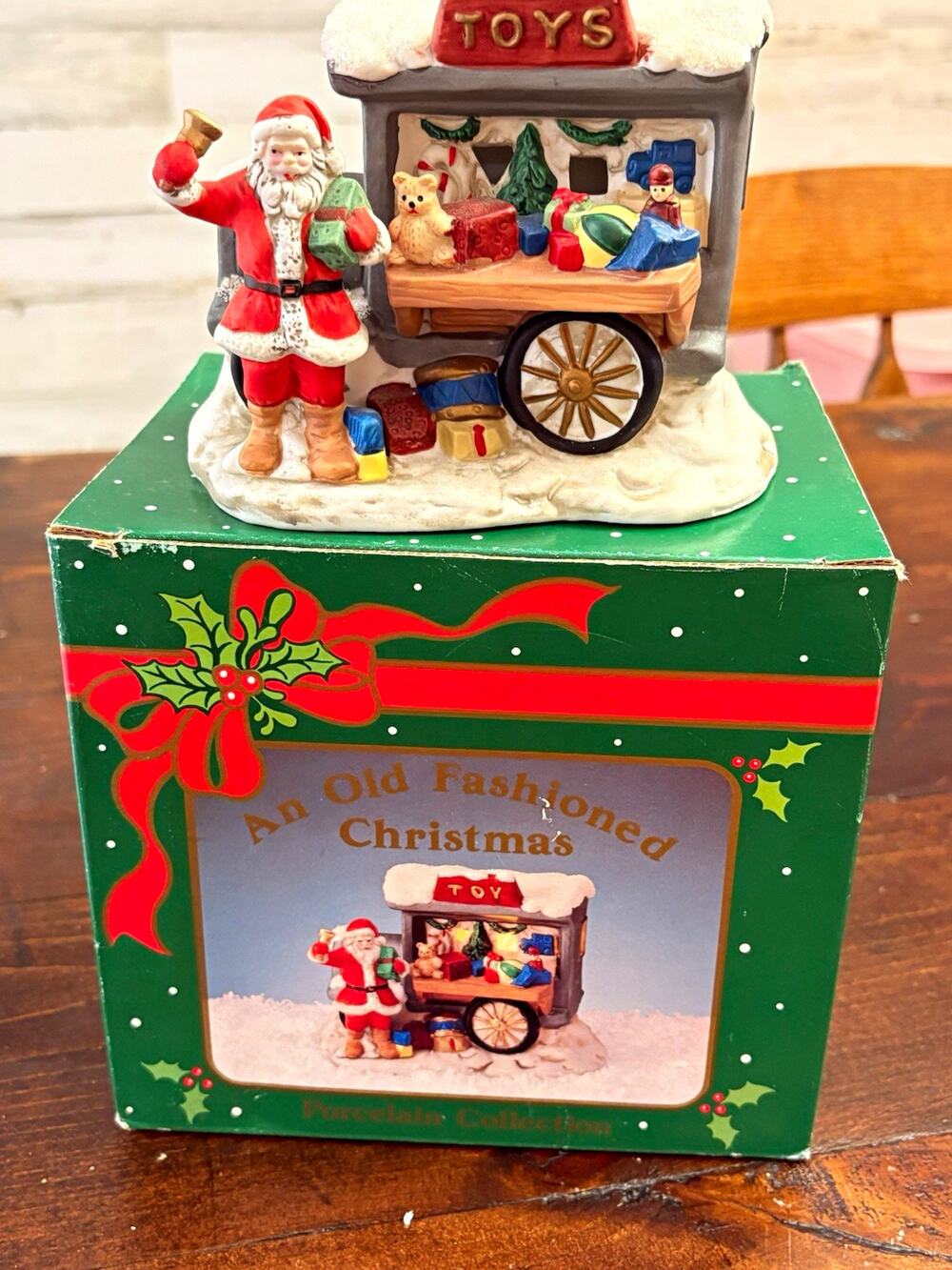 Russ Porcelain Collection Santa Claus Toys Cart Figurine Boxed 1995